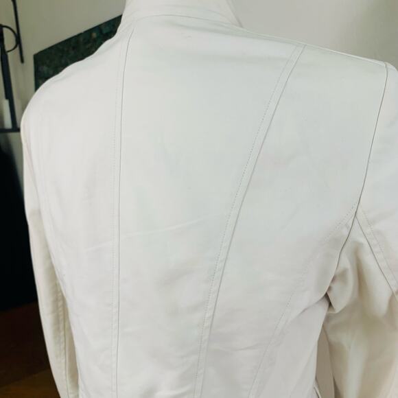 NEW Calvin Klein Size 12 Women's Cotton Blend Blazer jacket Beige Career - Picture 8 of 13